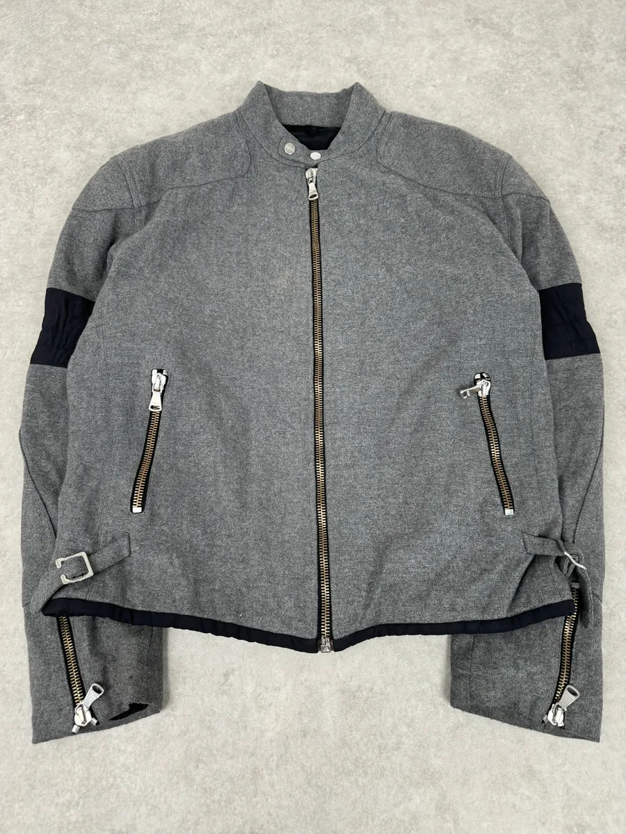 2000s Gianfranco Ferré Grey Wool Zip-up Jacket - Image 4