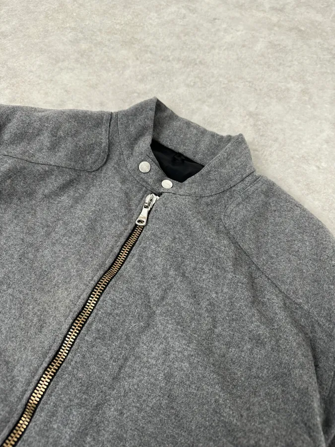 2000s Gianfranco Ferré Grey Wool Zip-up Jacket - Image 5
