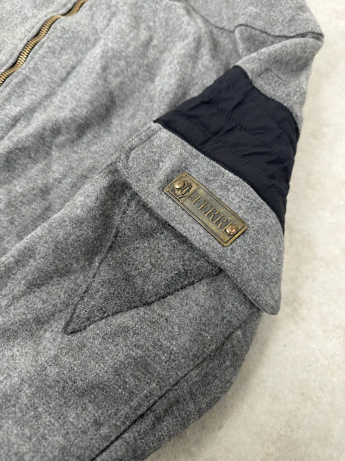 2000s Gianfranco Ferré Grey Wool Zip-up Jacket - Image 7