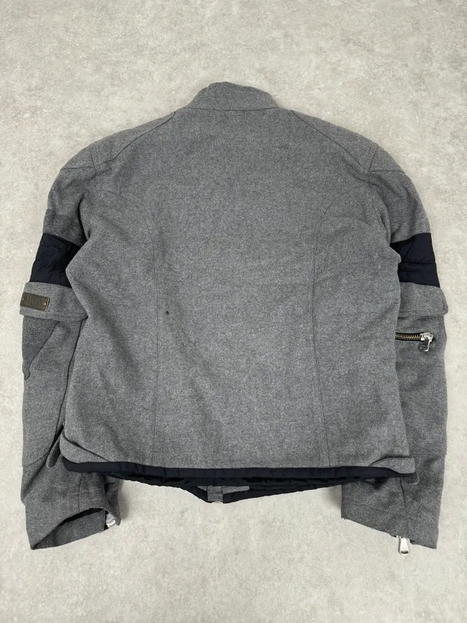 2000s Gianfranco Ferré Grey Wool Zip-up Jacket - Image 8
