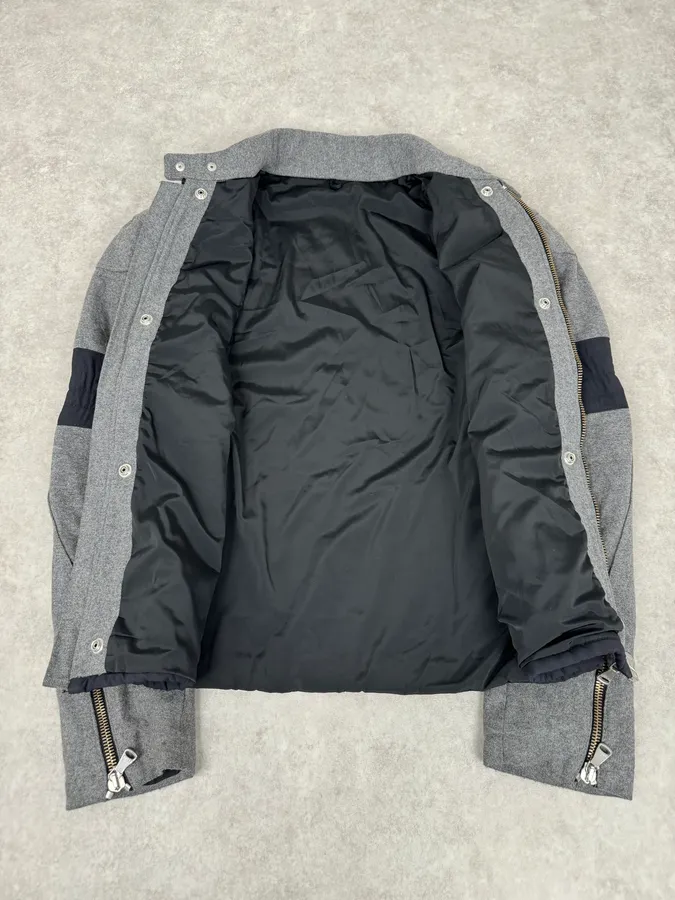 2000s Gianfranco Ferré Grey Wool Zip-up Jacket - Image 9