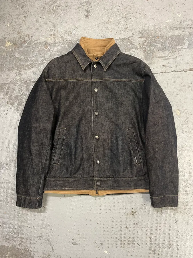 2000s Gianfranco Ferré Navy Brut Layered 2 in 1 Denim Jacket - Image 2