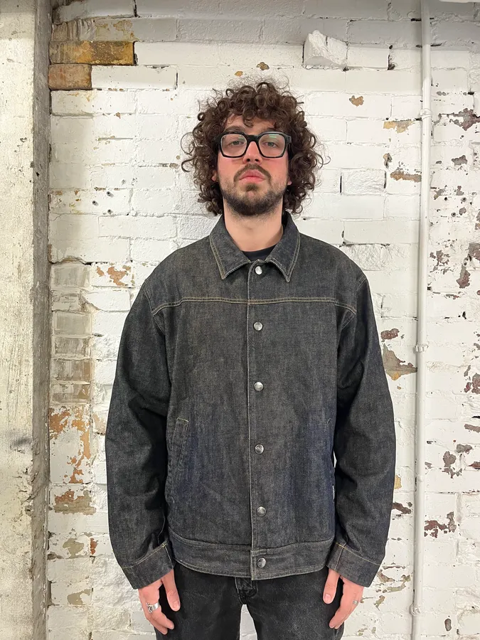 2000s Gianfranco Ferré Navy Brut Layered 2 in 1 Denim Jacket - Image 3