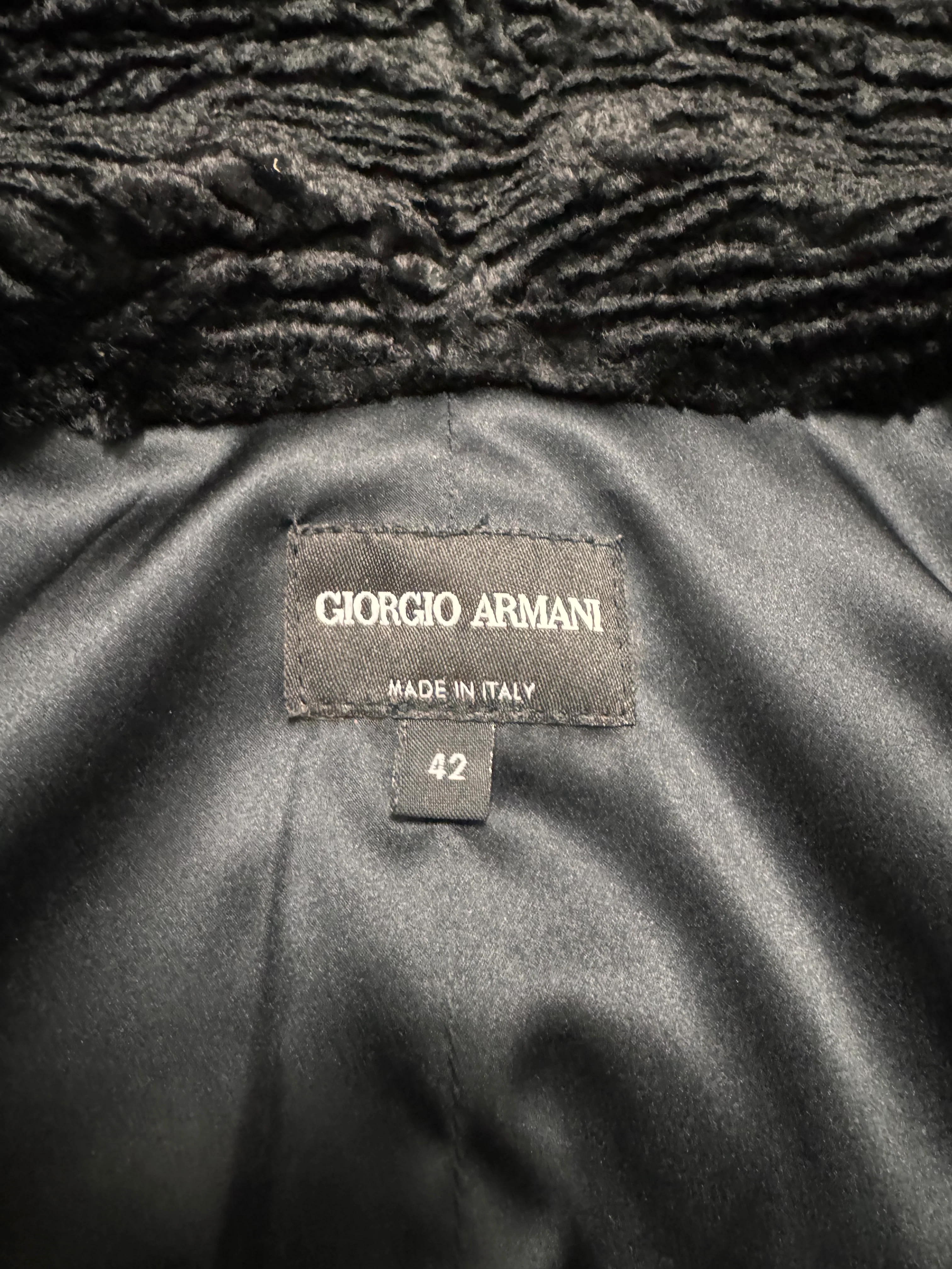 2000s Giorgio Armani Astrakan Sheep Fur Hight Neck Jacket - Image 6