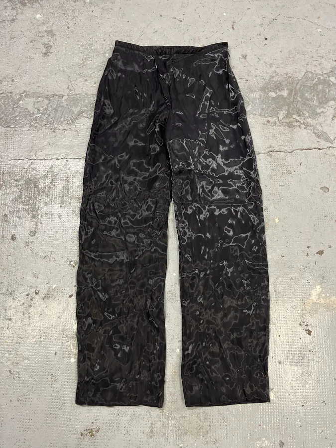 2000s Giorgio Armani Black Satined Light Pants - Image 3