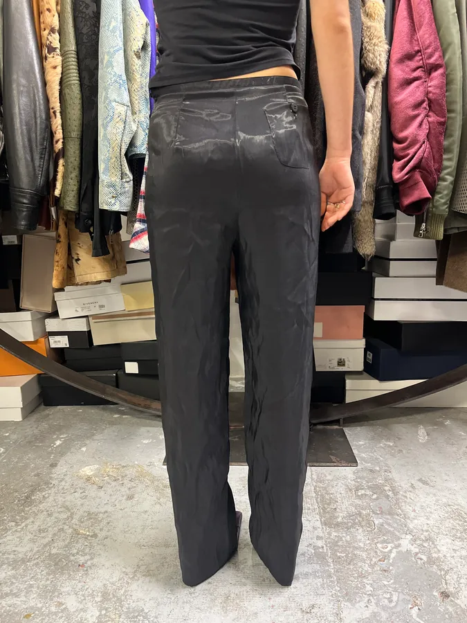 2000s Giorgio Armani Black Satined Light Pants - Image 5