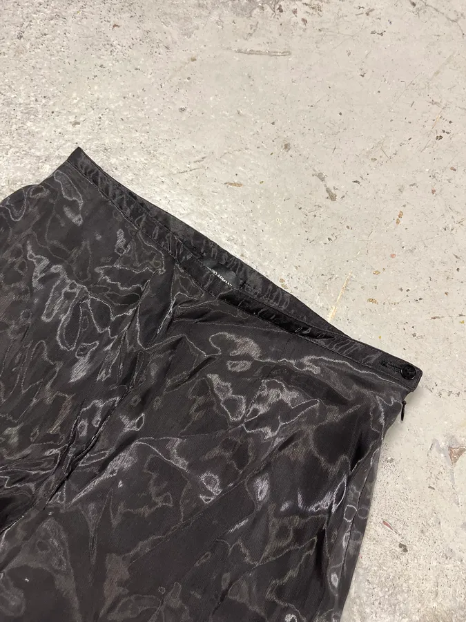 2000s Giorgio Armani Black Satined Light Pants - Image 6