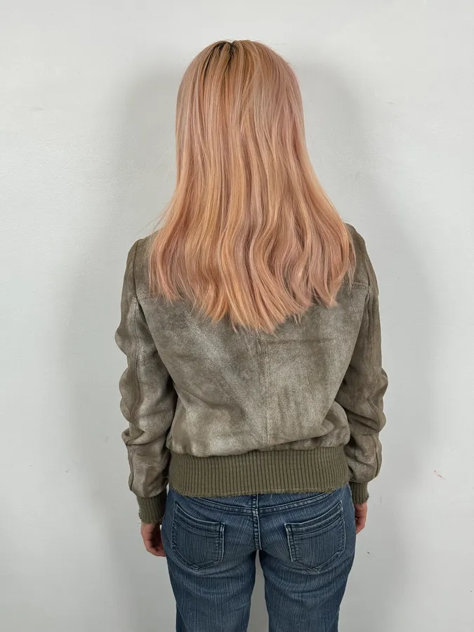 2000s Giorgio Brato Beige Suede Washed Bomber Jacket - Image 3
