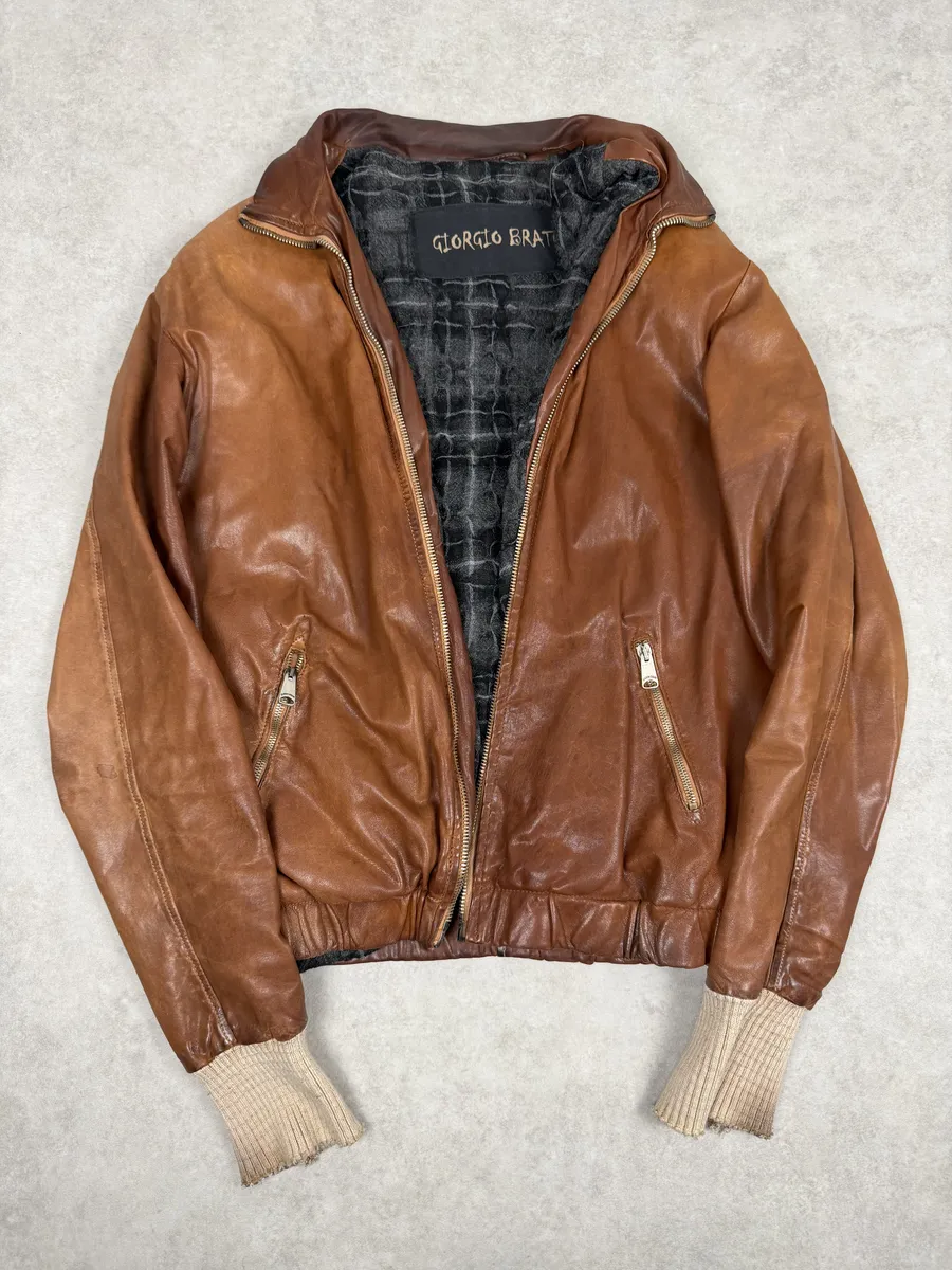 2000s Giorgio Brato Brown Leather Jacket - Image 6