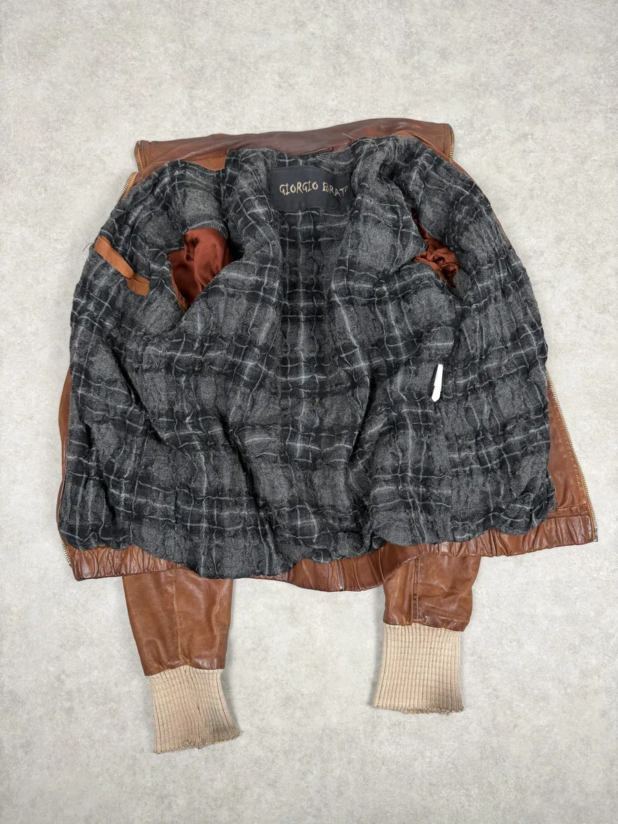 2000s Giorgio Brato Brown Leather Jacket - Image 9