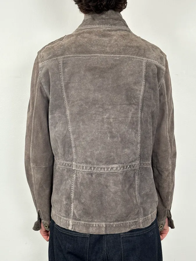 2000s Giorgio Brato Grey Suede Multi-Pocket Leather Jacket - Image 3