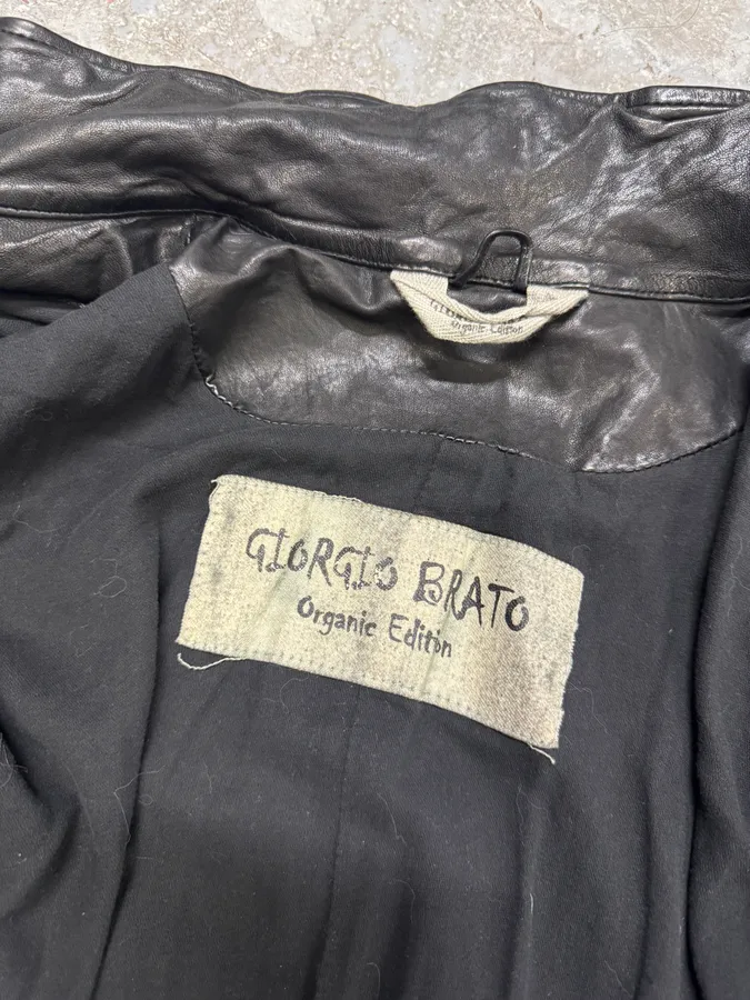 2000s Giorgio Brato Rockstar Organic Black Leather Jacket - Image 7