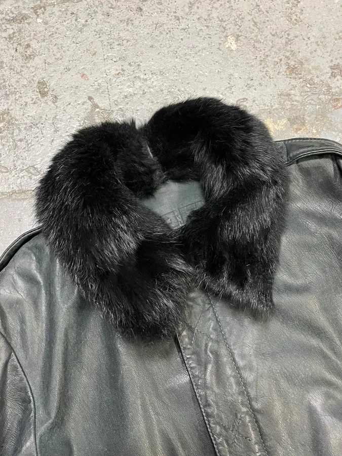 2000s Givenchy Dark Grey Goat Leather Bomber Jacket - Image 5