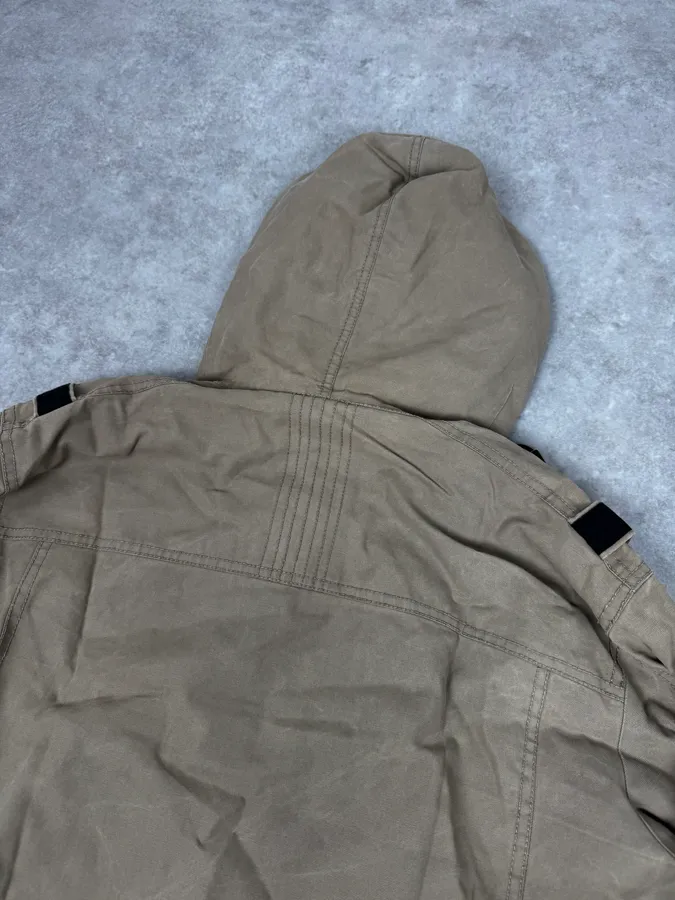 2000s Givenchy Destroyed Fur Hood Beige Cargo Jacket - Image 7