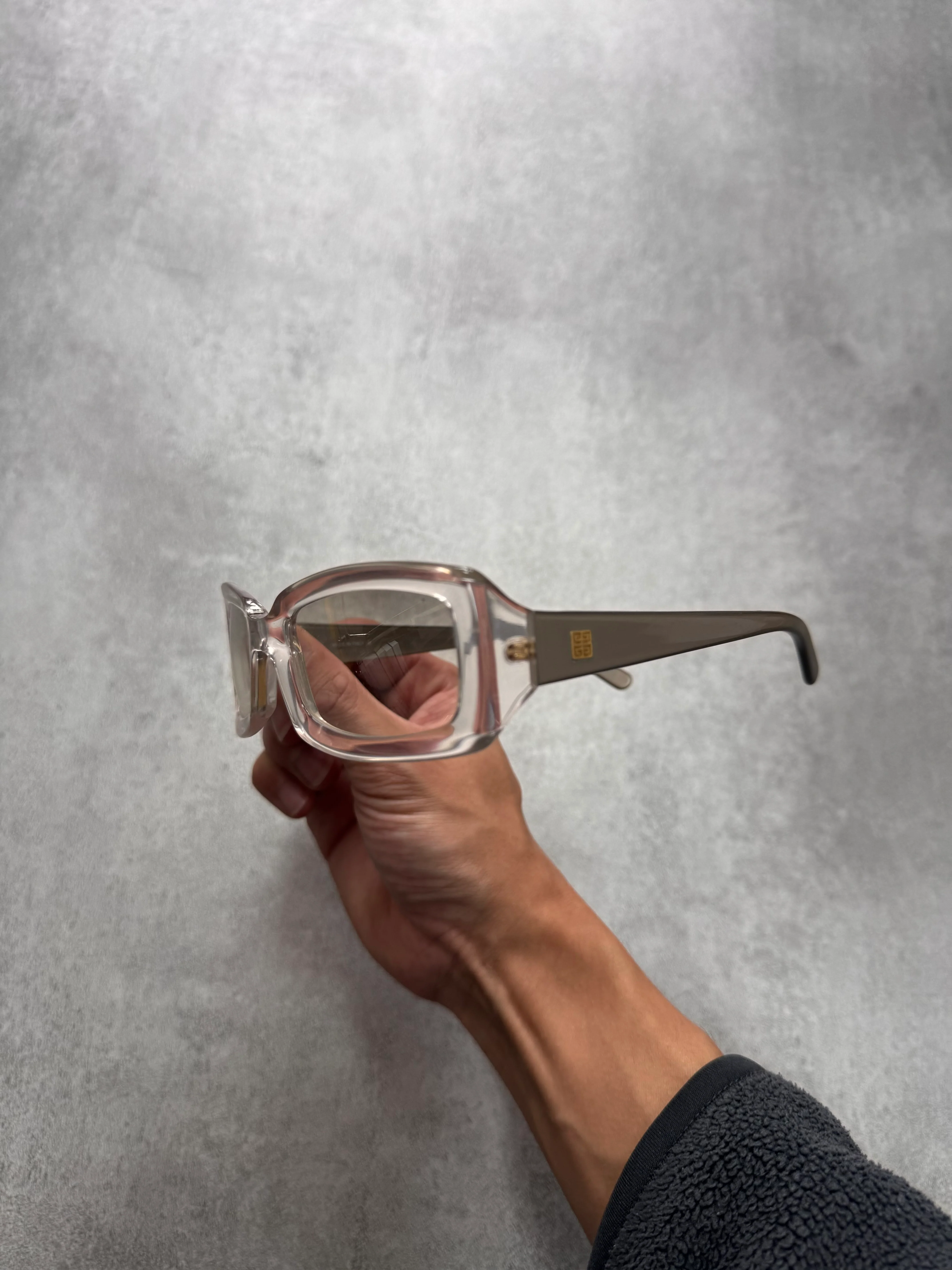2000s Givenchy Transparent Rectangle Sunglasses - Image 2