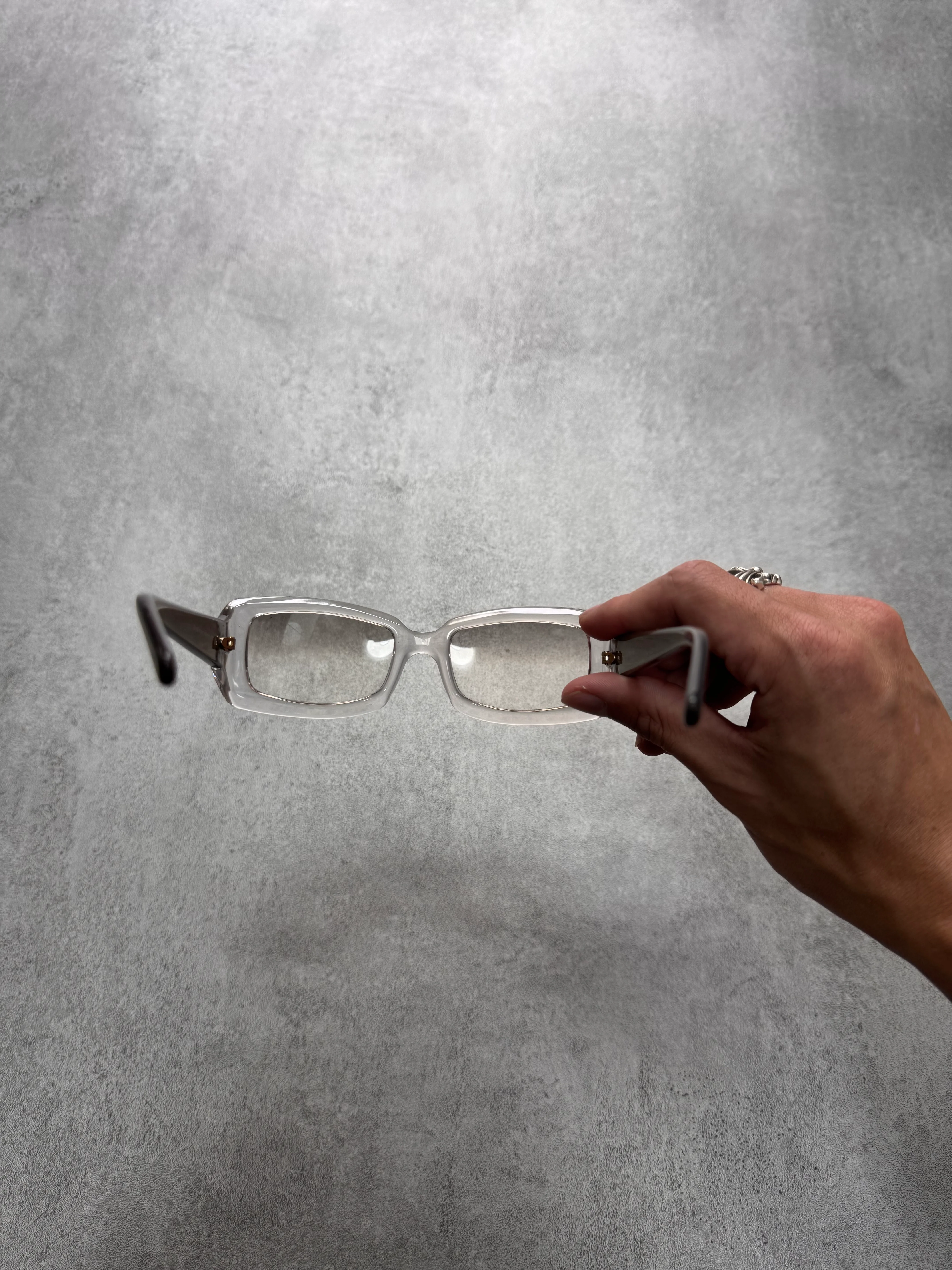2000s Givenchy Transparent Rectangle Sunglasses - Image 6