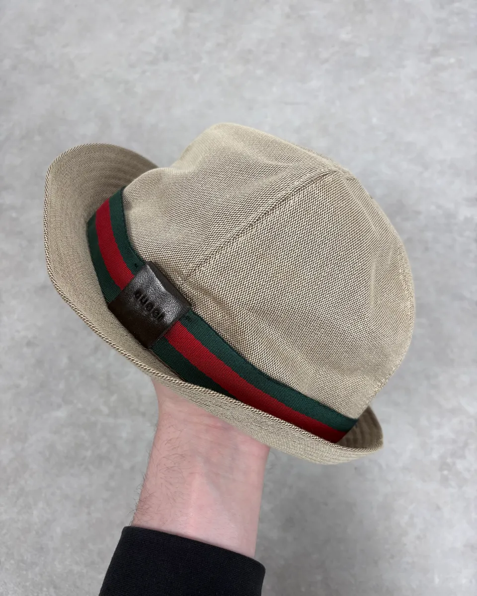 2000s Gucci Beige Canvas Hat - Image 2