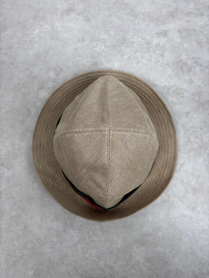 2000s Gucci Beige Canvas Hat - Image 6