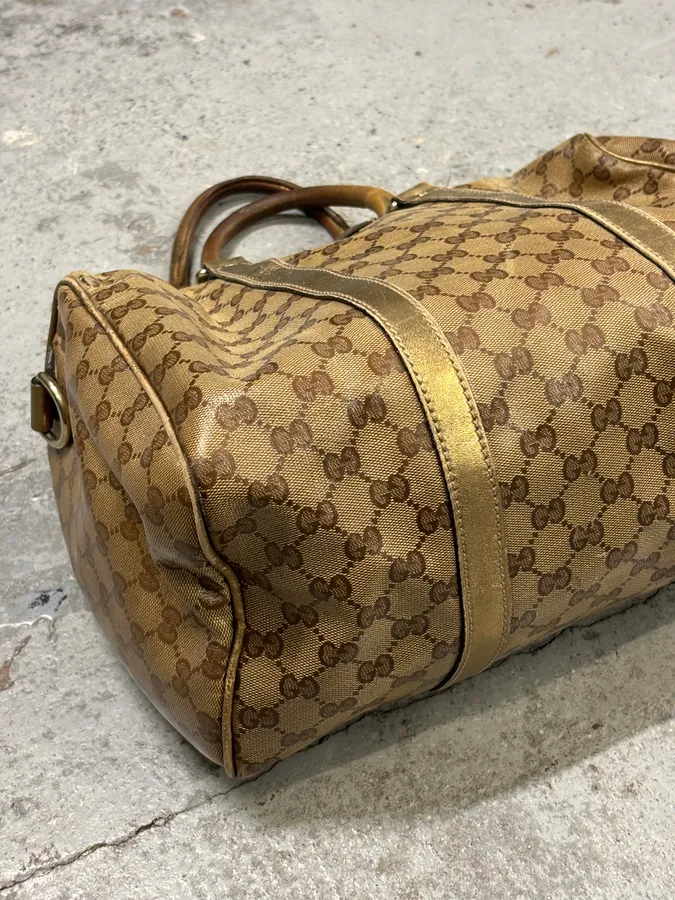 2000s Gucci Beige Monogram Canvas Tote Bag - Image 7