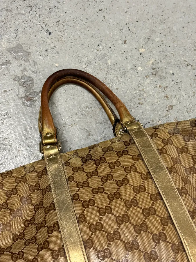 2000s Gucci Beige Monogram Canvas Tote Bag - Image 9