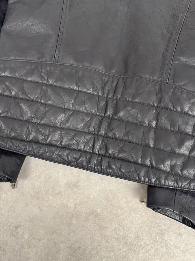 2000s Gucci Biker Black Leather Jacket - Image 8