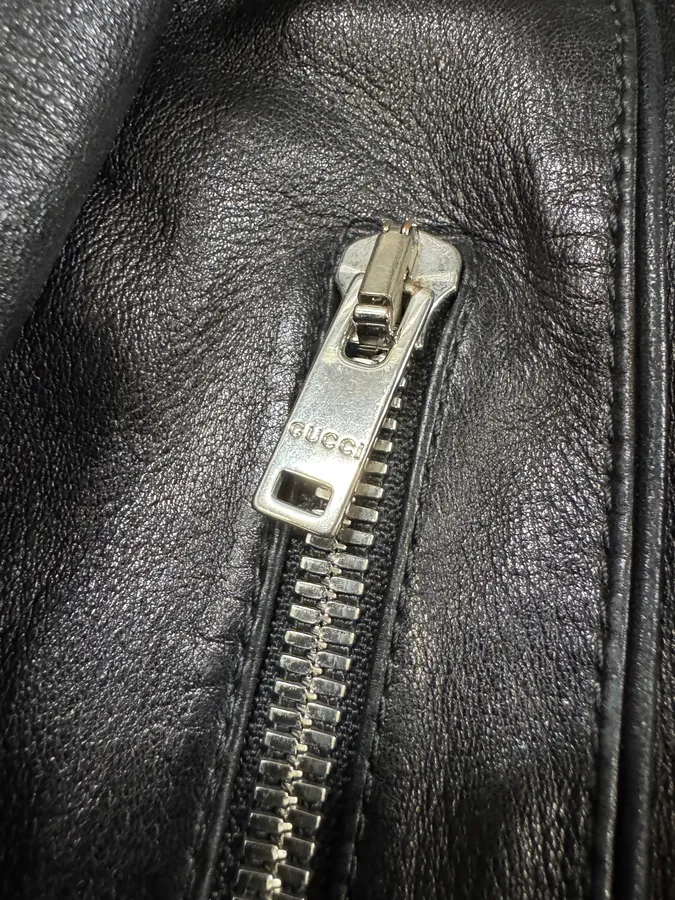2000s Gucci Biker Black Leather Jacket - Image 10