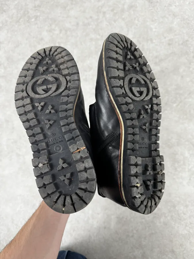 2000s Gucci Black Ankle Leather Boots - Image 7