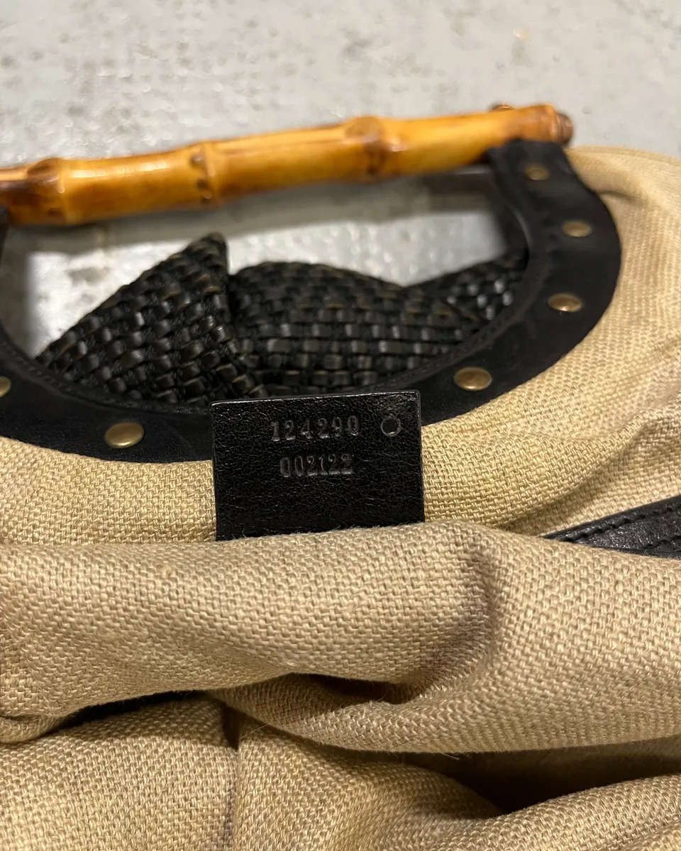 2000s Gucci Black Bamboo Handle Hobo Bag - Image 11