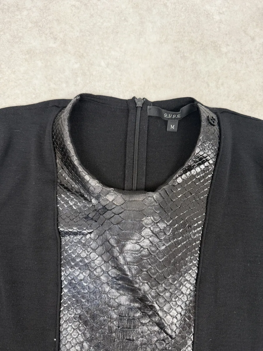 2000s Gucci Black & Brown Python Leather Obscure T-Shirt - Image 9