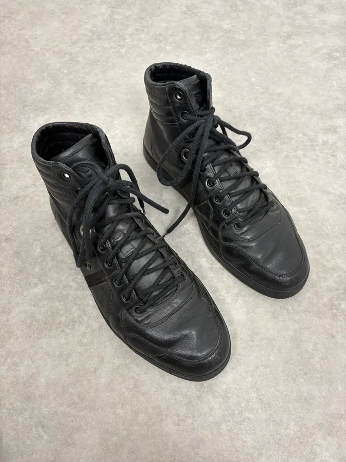 2000s Gucci Black Italian Leather High Sneakers - Image 4