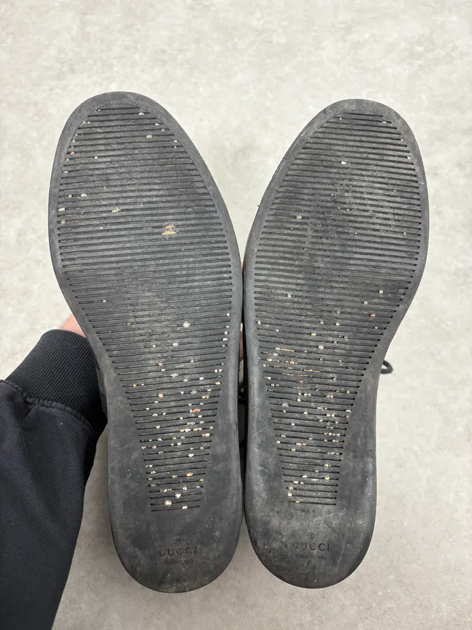 2000s Gucci Black Italian Leather High Sneakers - Image 8