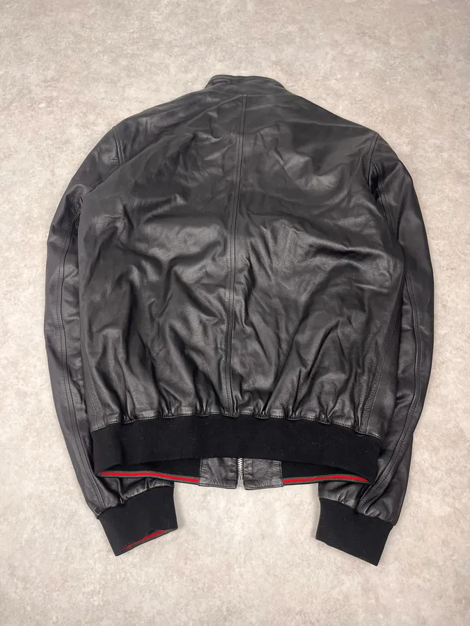 2000s Gucci Black Leather Biker Jacket by Tom Ford - Image 8