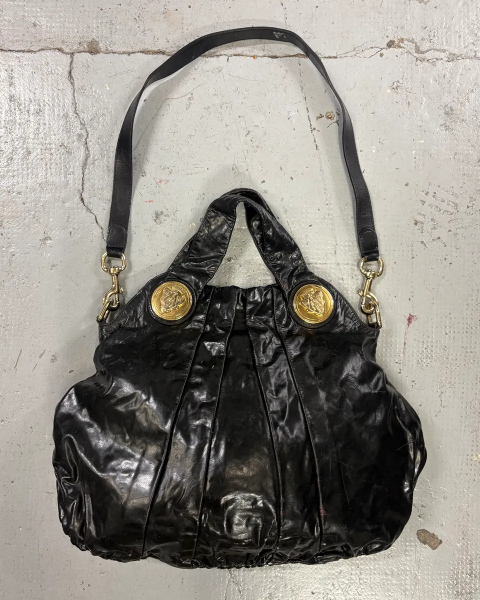 2000s Gucci Black Leather Hysteria Handle Bag