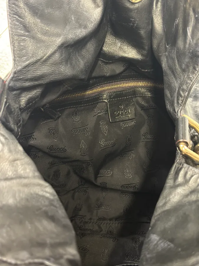 2000s Gucci Black Leather Hysteria Handle Bag - Image 12