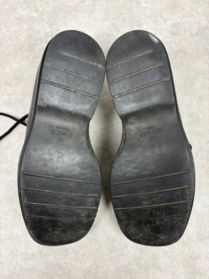 2000s Gucci Black Leather Signature Derby Shoes - Image 8