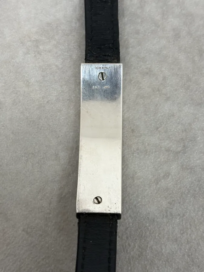 2000s Gucci Black Leather Silver Grey Avant-Garde Bracelet - Image 6