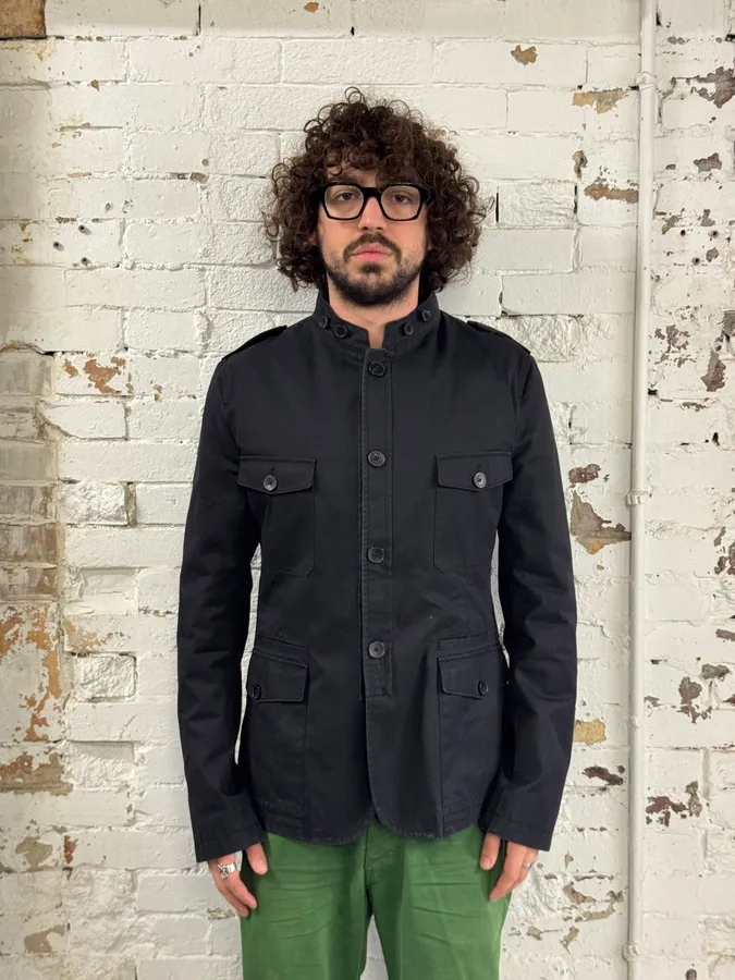 2000s Gucci Black Military Officer Classy Jacket - Image 2