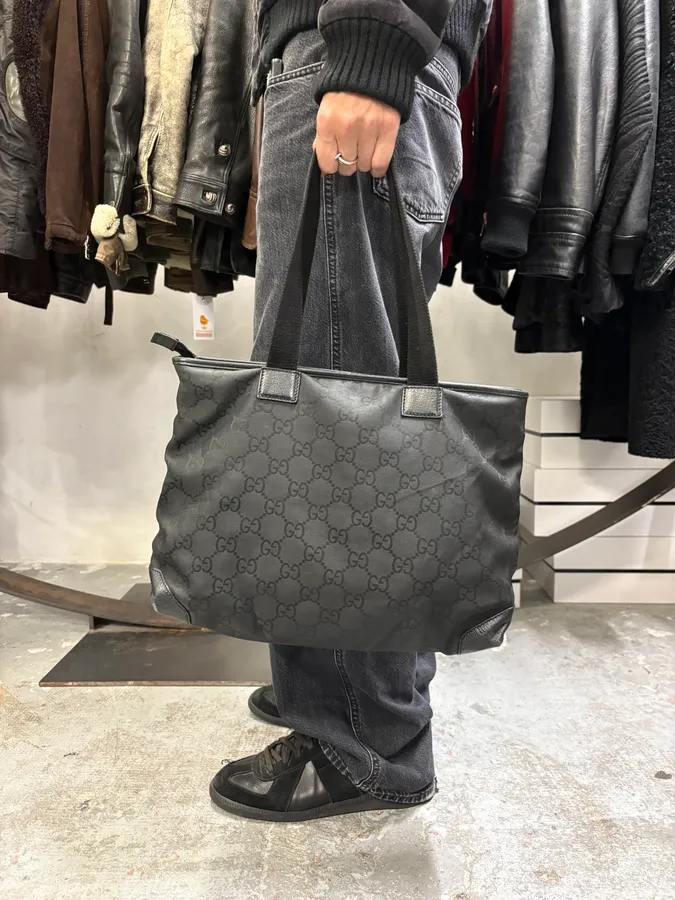 2000s Gucci Black Monogram Handle Bag