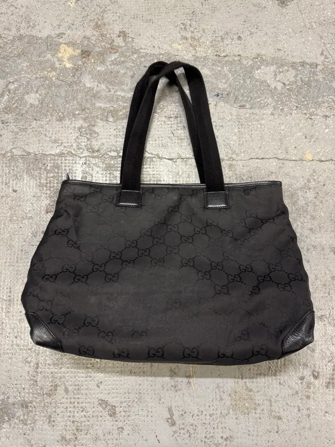 2000s Gucci Black Monogram Handle Bag - Image 4