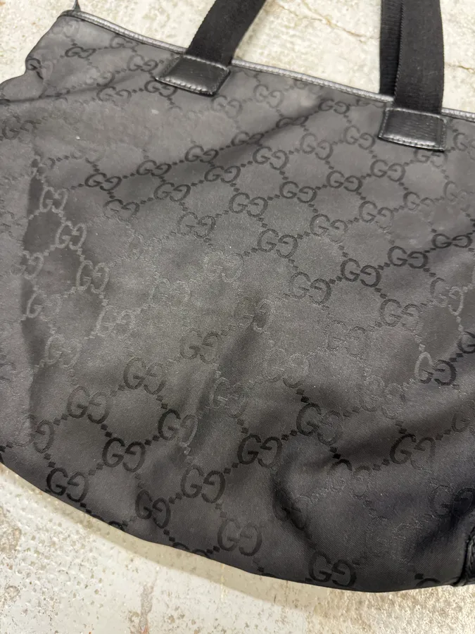 2000s Gucci Black Monogram Handle Bag - Image 8