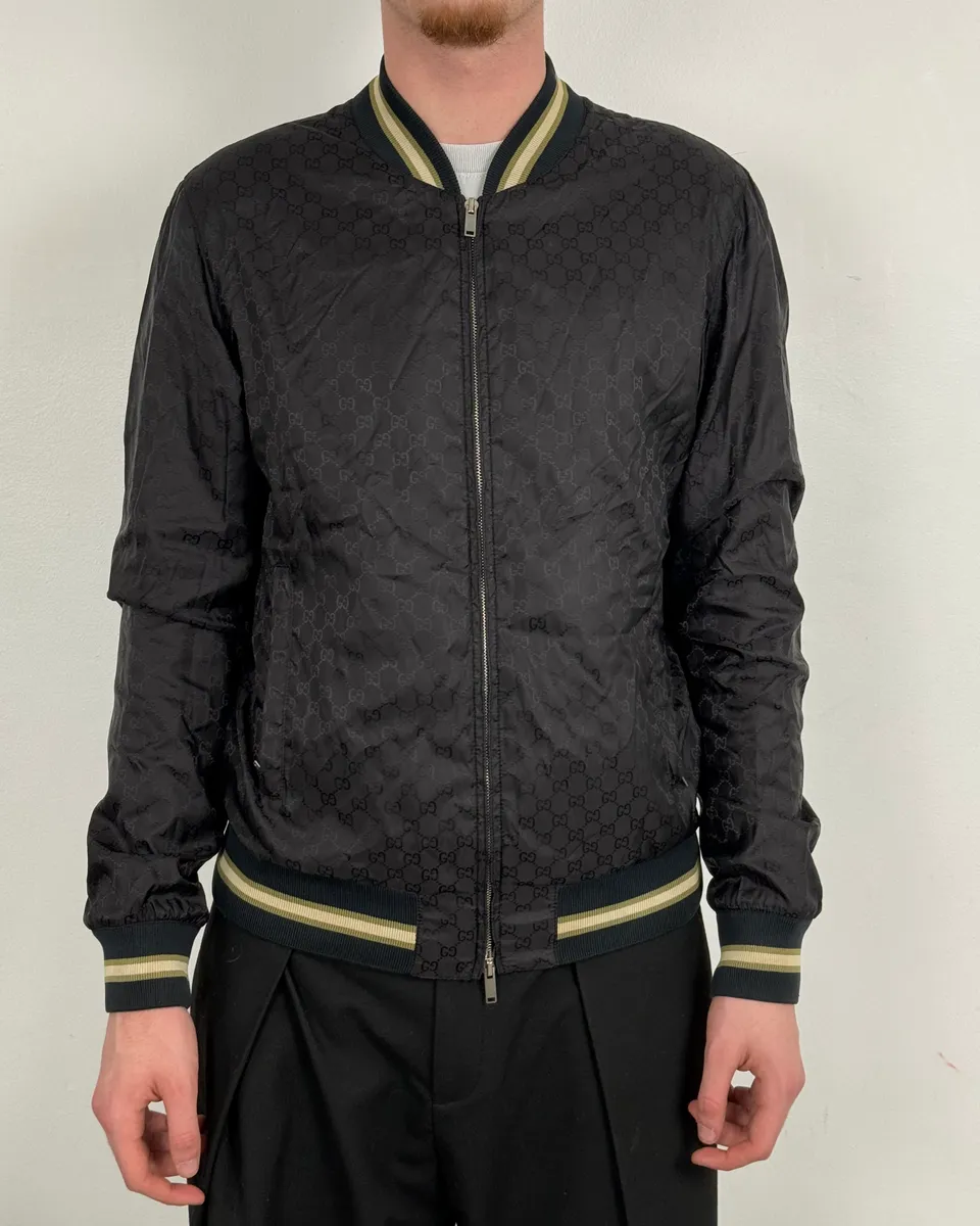 2000s Gucci Black Monogrammed Light Windbreaker Jacket - Image 2