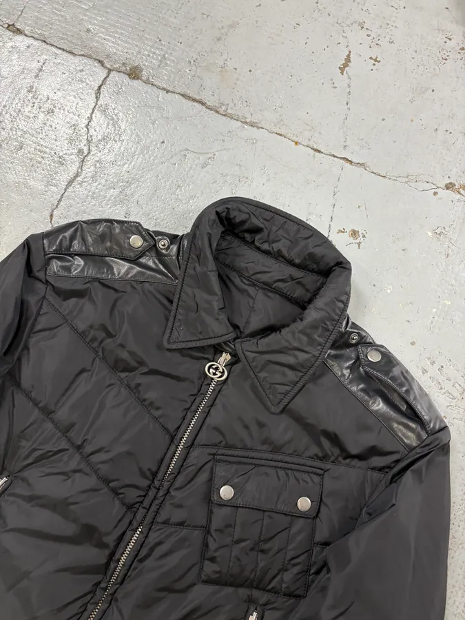 2000s Gucci Black Nylon Quilted Puffer Jacket - Image 4