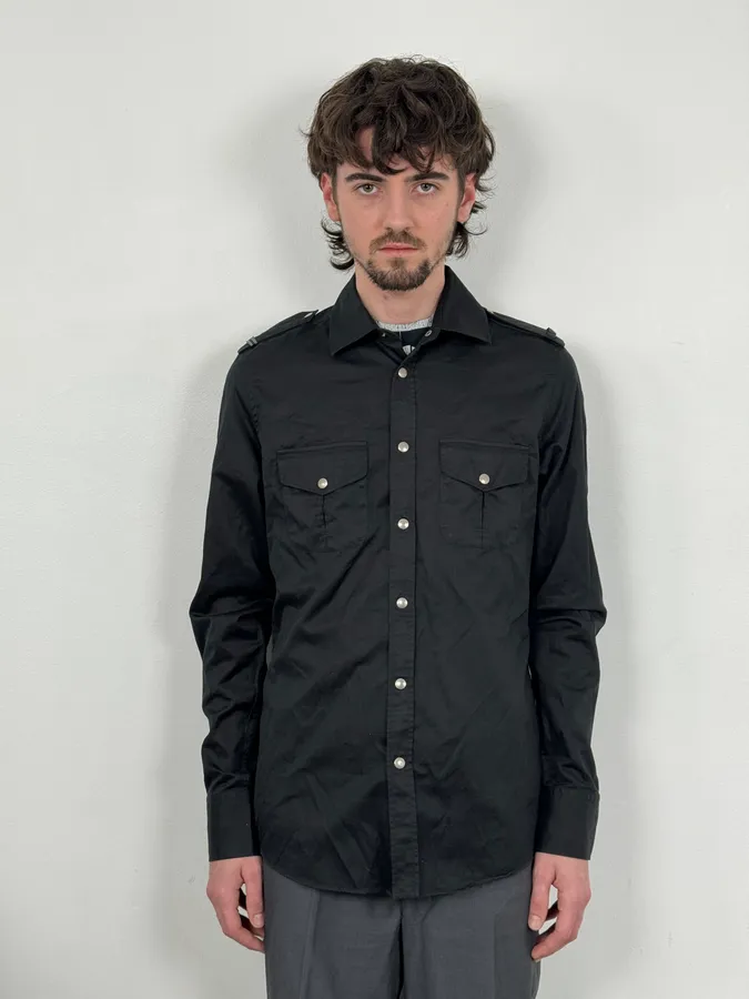 2000s Gucci Black Officer Shirt - Image 2