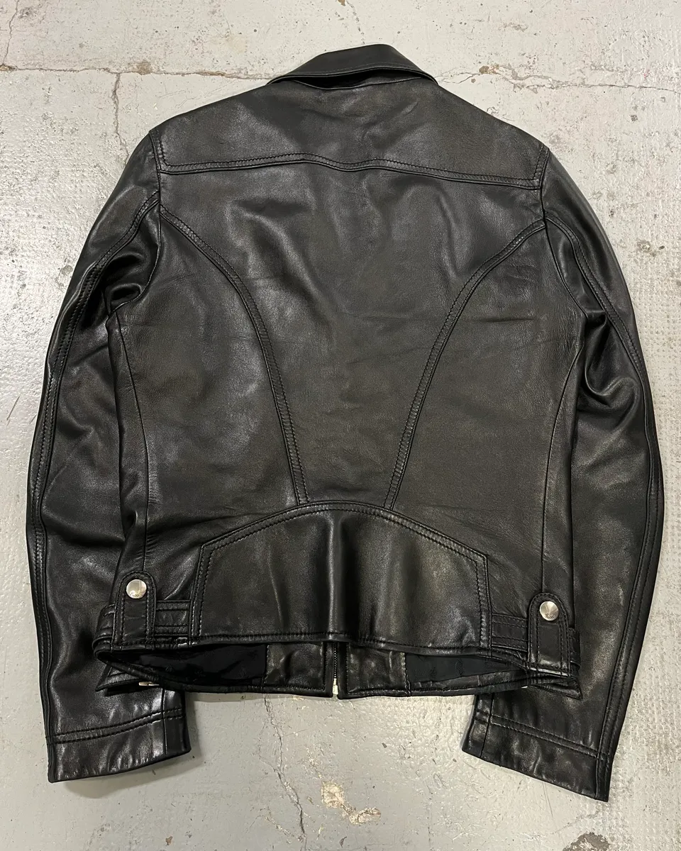 2000s Gucci Black Premium Biker Leather Jacket - Image 7