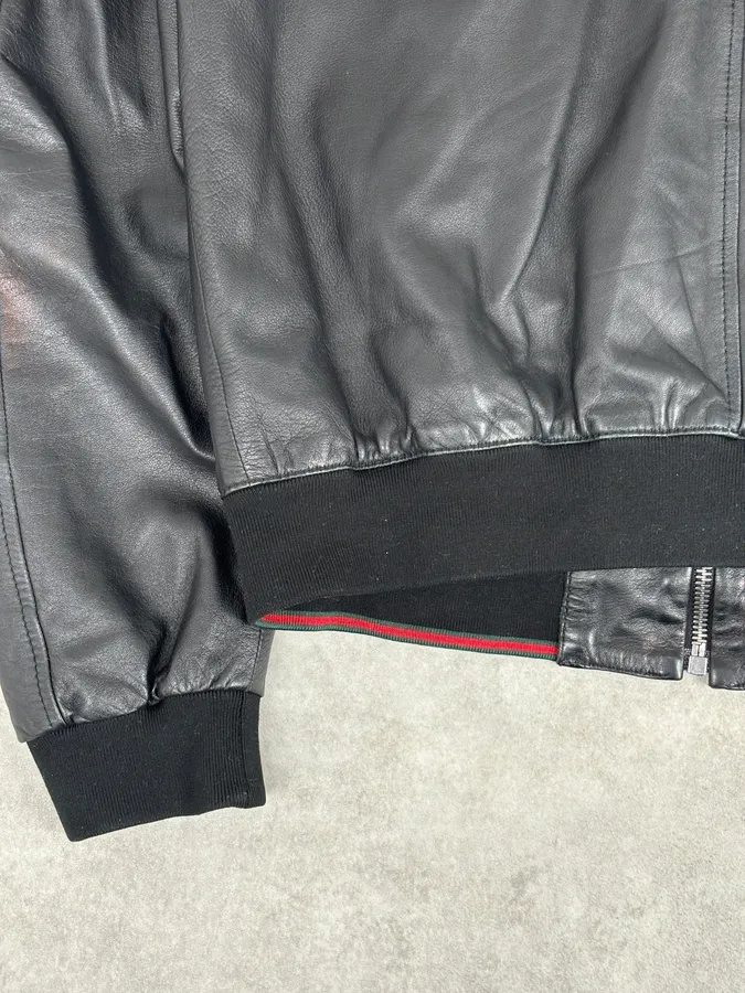 2000s Gucci Black Premium Leather Zip-up Jacket by Tom Ford - Image 9