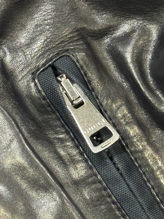 2000s Gucci Black Pro Biker Leather Jacket - Image 6