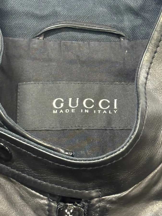 2000s Gucci Black Pro Biker Leather Jacket - Image 8