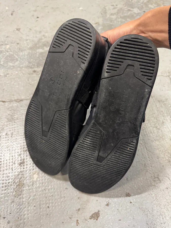 2000s Gucci Black Strap Buckle Mid Sneakers - Image 7