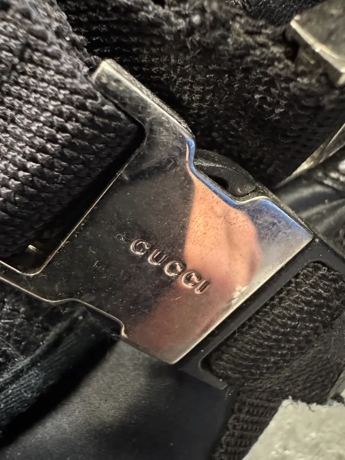 2000s Gucci Black Strap Buckle Mid Sneakers - Image 9