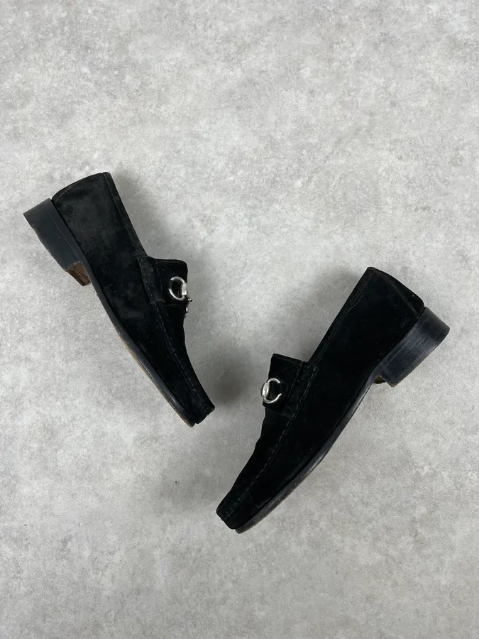 2000s Gucci Black Suede Leather Loafers - Image 4